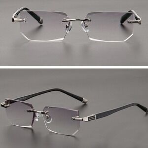Mens‎ Rimless Rectangular Sunglasses Clear Lens Eyewear Blue Light Retro Classy
